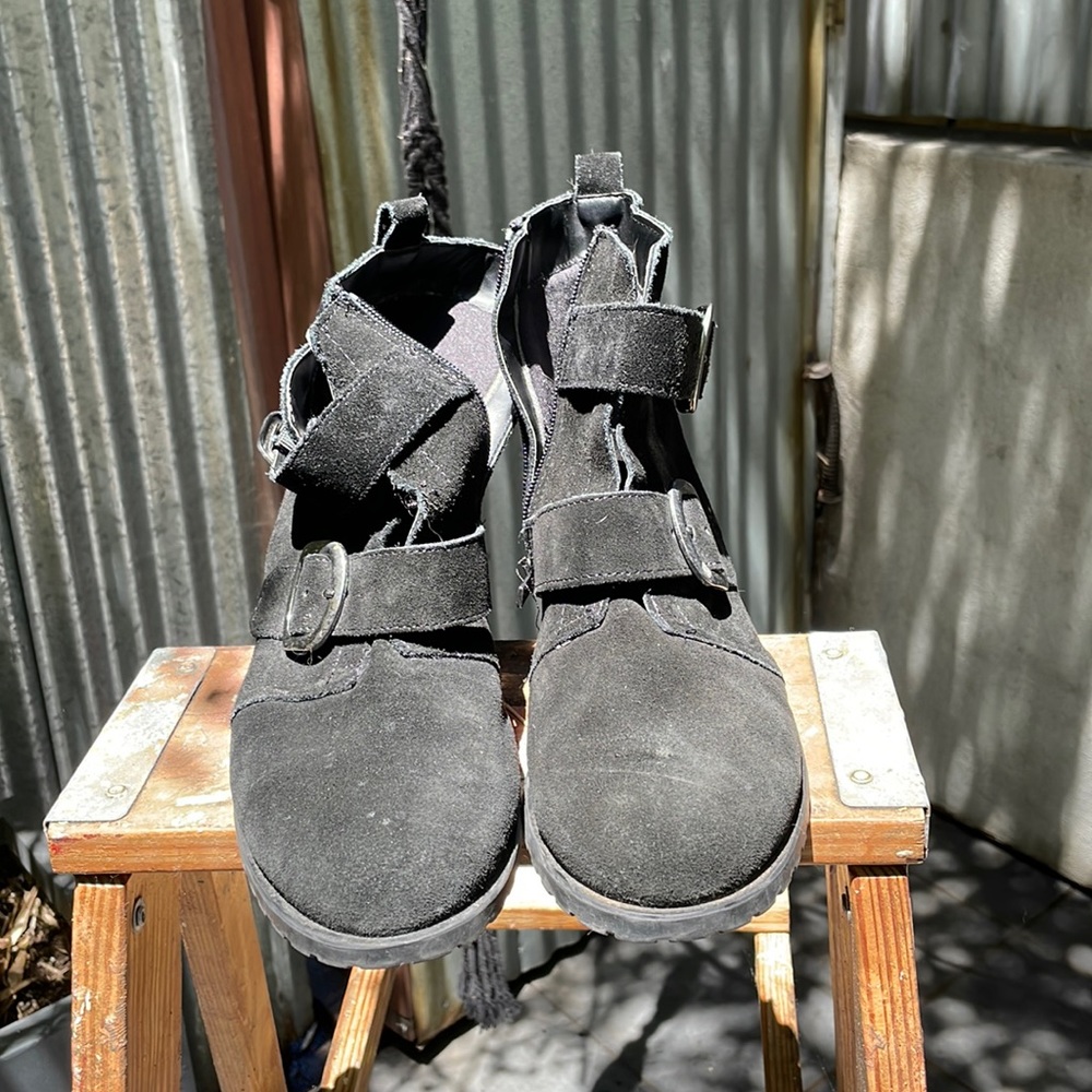 Anne Klein Black Ankle Booties with Buckle Size 8.5